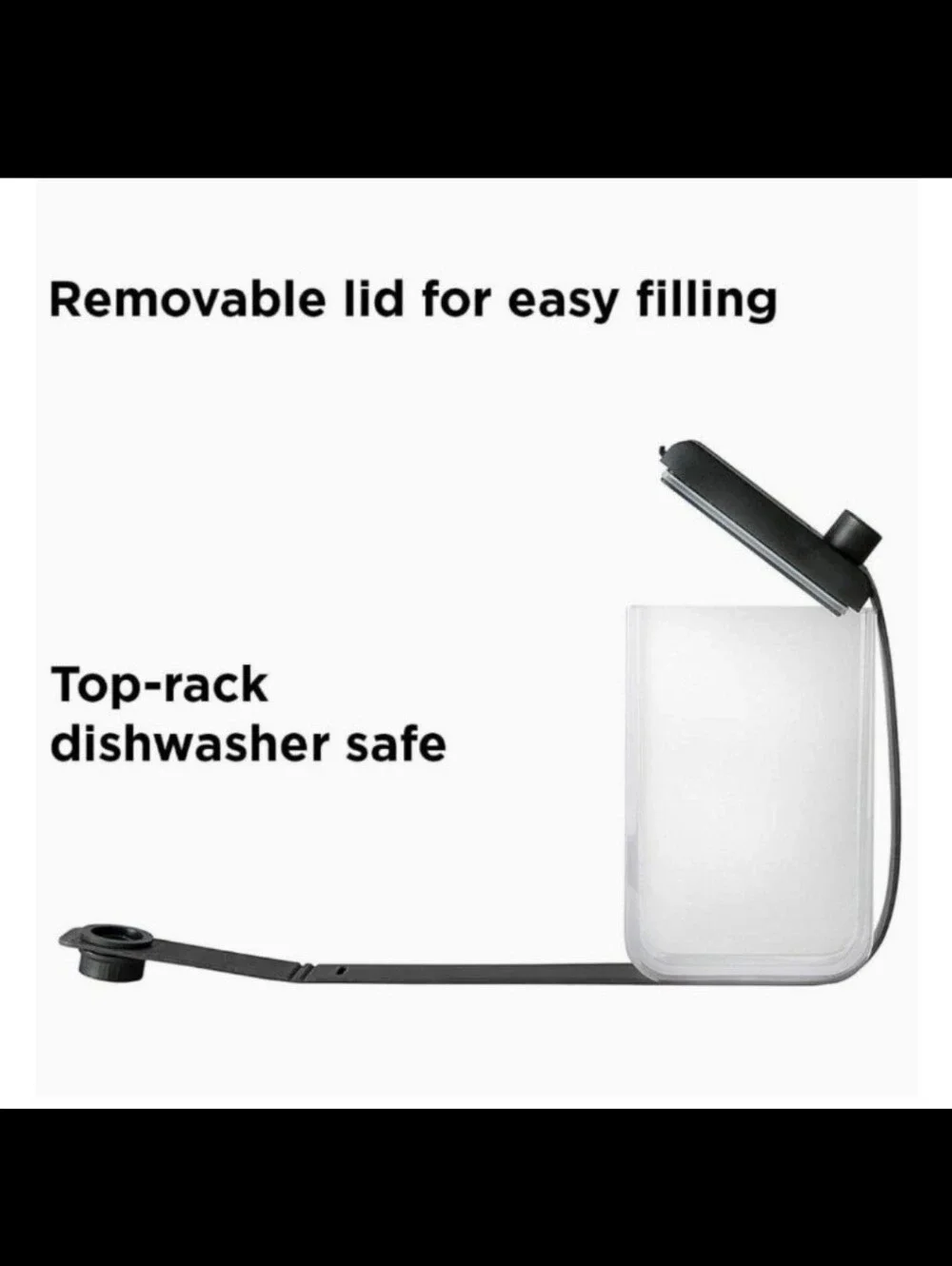 Houdini Clear Flask by Rabbit Black Flask 7.25 oz Flask Clear Black New